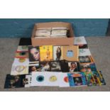 One large box of 45rpm 70's and 80's rock and pop vinyl single records, to include The Human League,