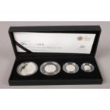 The Royal Mint 2012 UK Britannia Four-Coin Silver Proof Set. Boxed with certificates of