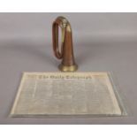 A copper bugle by R. J. Ward & Sons. Dated 1914 and inscribed White Star Line.