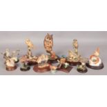 A quantity of bird figures. Including Beswick, Border Fine Art, Country Artists, etc. Leaf and tip