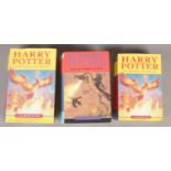 Three first edition Harry Potter books. Including hardback Order of the Phoenix and Goblet of