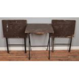 Three vintage folding school exam desks.