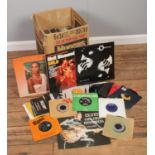 One box of assorted single and album vinyl records; Tom Jones, Whitney Houston, Roy Orbison, Village