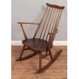 An Ercol spindle back rocking chair.