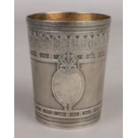 A French silver beaker with gilt interior. Possibly by Hénin & Cie. 102g.