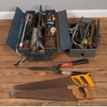 A large quantity of tools, together with a cantilever toolbox.