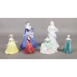 Six Coalport porcelain female figures. To include Anne ladies of fashion, Catherine The