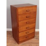 An oak chest of six drawers (102cm x 61cm)