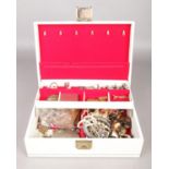 A vintage Design Phillip leatherette jewellery box, with costume jewellery contents, including