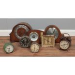 A collection of mantle clocks and clock movements, for repair. To include dome top Smiths mantle