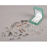 Twenty nine pairs of silver earrings, including boxed example.
