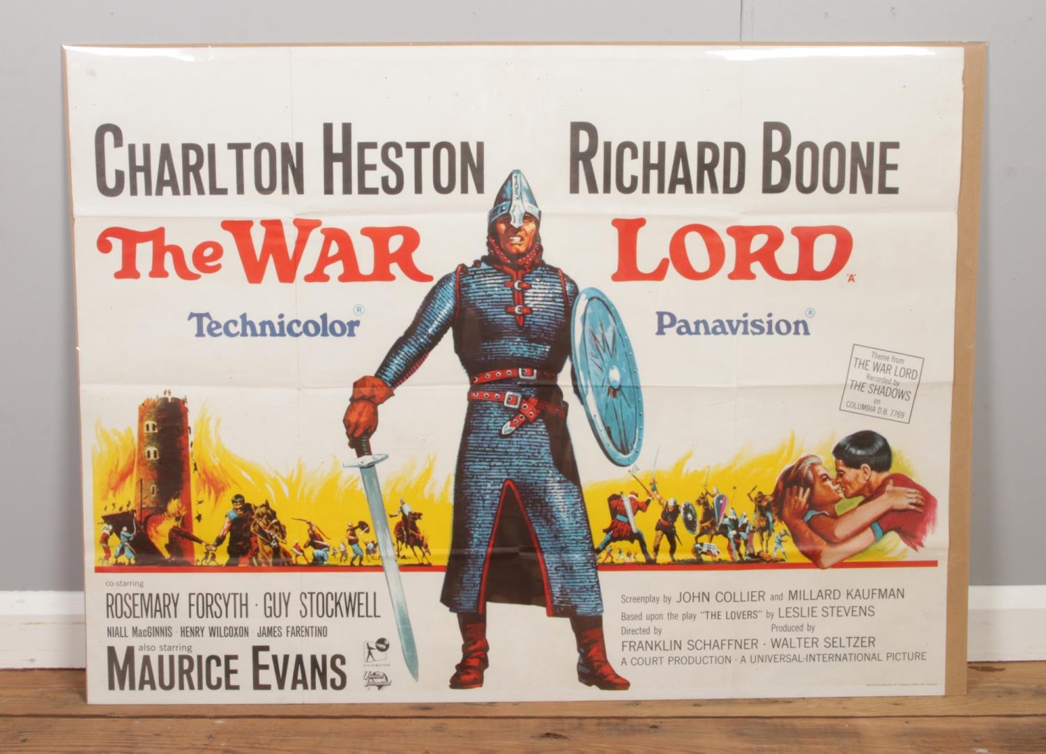 An original quad film poster advertising 'The War Lord', starring Charlton Heston and Richard