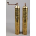 A pair of vintage Turkish brass coffee grinders/spice mills. Stamped for Istanbul.