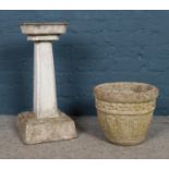 A garden bird bath & plant pot.