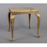 A ornate onyx gilt side table. (H: 35cm, W: 30cm D 33cm)