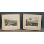 After J.M.W Turner, two framed engravings 'Hornby castle' & 'Ingleborough from Hornby castle' (H: