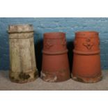 Three vintage Chimney pots. (tallest 65cm)