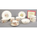 A collection of Royal Doulton Bunnykins ceramic's. To include Christening plate & mug, cup & saucer,