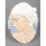 A Beswick Art Deco wall plaque. With impressed number 436 and painter's number 8187. H:32cm, W: