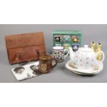 A quantity of miscellaneous. Charlotte Hargreaves silver jubilee mug, vintage handbag, Hornsea