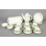 An Art Deco Burleigh Ware 'Balmoral' pattern coffee set for six. To include coffee pot, six cups and
