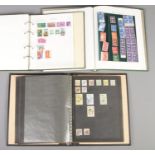 Three stamp album with contents. Including stamps from Britain, India, France, Switzerland, etc.