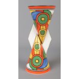 A Wedgwood Clarice Cliff 'Sliced Circle' yo-yo vase, limited to a production of 3,999. 23cm high.