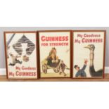 Three framed Guinness advertising prints based on originals by John Gilroy. 58cm x 38cm.