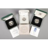 Three Royal Mint silver proof coins. Including 1994 Silver proof Two-pound Coin, 1995 United Kingdom