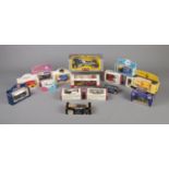 A box of collectable die-cast vehicles. To include Corgi AA Road Service van 61210, Oxford die-