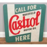 A enamelled Castrol Motor Oil sign.