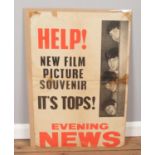 The Beatles; an Evening News poster advertising 'Help!', inscribed "Thursday July 29th 1965" (75.5cm