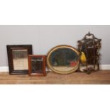 Four assorted mirrors. To include a gilt oval, two framed Mahogany and plaster cast example.