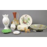 A quantity of miscellaneous. To include Aynsley 'Wild Tudor' vase, Crown Ducal 'Rosemary' bowl,