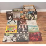 A large box and carry case of vinyl records. To include David Bowie, Blondie, Pink Floyd, The