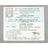 A 1990 West Ham ticket, Vs Oldham Athletic, signed by Bobby Moore. No certificate of authenticity.