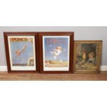 Three framed prints. To include two Punch prints and one other example. H:57cm W: 43cm.