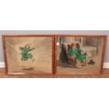 John Worsley (1919-2000) pair of framed watercolour illustrations, Charles Dickens A Christmas