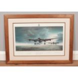 A framed limited edition print 'Dambuster Take Off'. By Mayday prints Yarmouth, 51/850, (31cm x