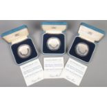 Three Royal Mint cased silver proof coins commemorating the marriage of his Royal Highness The