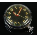A Smiths pocket watch with fob chain in original box. With yellow numbers, fluorescent markers and