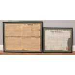 A framed early Victorian hand signed indenture, together with an 1882 reprinted broadsheet from