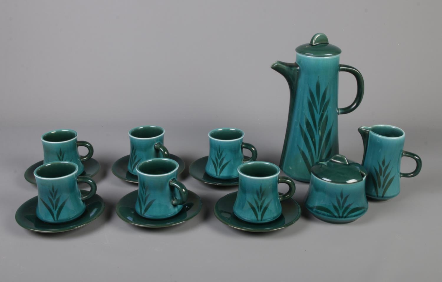 A Boulton West Country Pottery Coffee Set for Six. To include coffee pot, milk jug, sugar bowl and