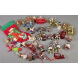 A collection of vintage Christmas decorations. To include baubles, light up stocking etc.