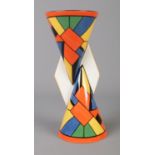 A Wedgwood Clarice Cliff 'Cubist' yo-yo vase, limited to a production of 3,999. 23cm high.