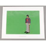 The Beatles; A mounted cell from the film 'Yellow Submarine', depicting Ringo Starr on a green