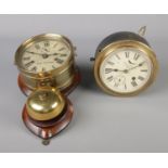 Two Seth Thomas Bulkhead clocks. Diameter: Approx. 16cm. Both missing keys.