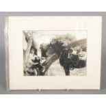 A mounted 7x5 monochrome photograph of actor John Wayne with printed signature. No certificate of