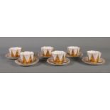 A Shelley 'Danity' part tea set. Comprising of six cups and saucers in pink and gold. One cup with