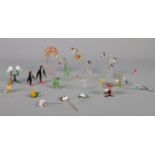 A collection of glass animal figures. To include Penguins, Elephant, snail etc & three glass